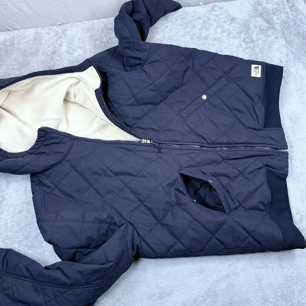 The North Face Cuchillo Insulated Quilted Jacket Men XL Hood Sherpa Fleece Lined